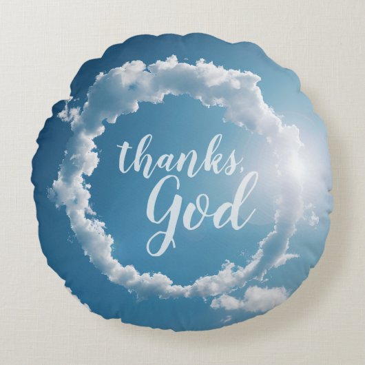 Thanks, God Clouds Photography ブルー スカイ  ラウンドクッション (正面)