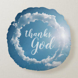 Thanks, God Clouds Photography Blue Sky  ラウンドクッション