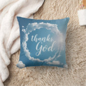 Thanks, God Clouds Photography Blue Throw Pillow クッション (ブランケット)