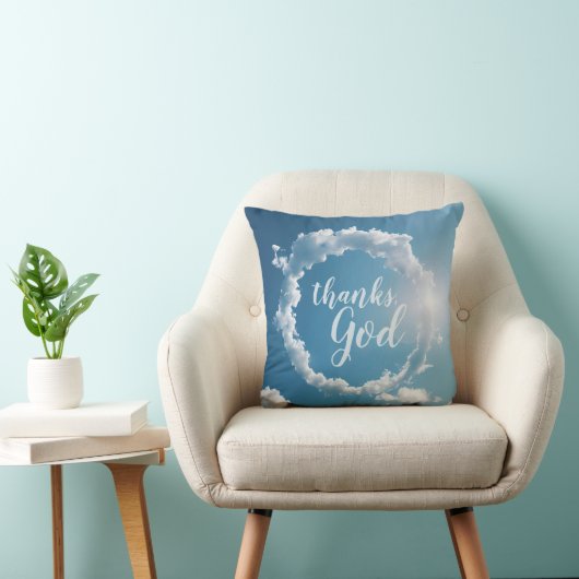 Thanks, God Clouds Photography Blue Throw Pillow クッション (椅子)
