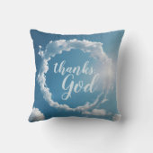 Thanks, God Clouds Photography Blue Throw Pillow クッション (裏面)