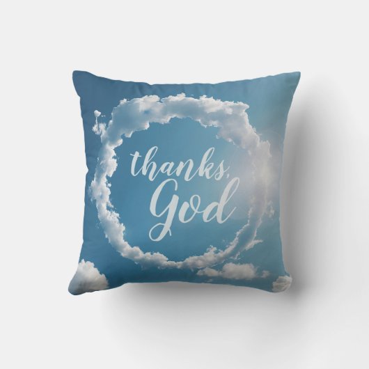 Thanks, God Clouds Photography Blue Throw Pillow クッション (裏面)