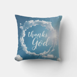Thanks, God Clouds Photography Blue Throw Pillow クッション
