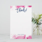 THANKS NOTE modern lettered dark pink watercolor 便箋 (スタンド正面)