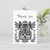 Thanks Thank you Tribal Folk Art Owl Bird カード (スタンド正面)
