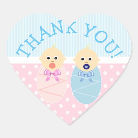Thanks Twins Blue and Pink Stickers ハートシール (正面)