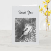 Thanks Watercolor Sparrow Bird in Forest カード (黄色い花)