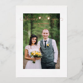 Thanks Wedding Rose Gold Heart Whimsical Script 箔招待状