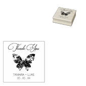 Thanks Whimsical Modern Butterfly Wedding Monogram ラバースタンプ (押印)