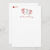 Thanks You Note Card Love Birds & Flopers ノートカード (正面/裏面)