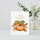 Thanksgiving おめでとう 水彩 カボチャと実 シーズンカード (スタンド正面)