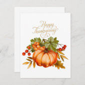 Thanksgiving おめでとう 水彩 カボチャと実 シーズンカード (正面/裏面)