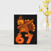 Thanksgiving 67 Meme Six Seven Funny Turkey  カード (黄色い花)