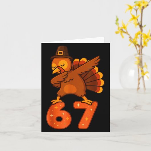 Thanksgiving 67 Meme Six Seven Funny Turkey  カード (黄色い花)