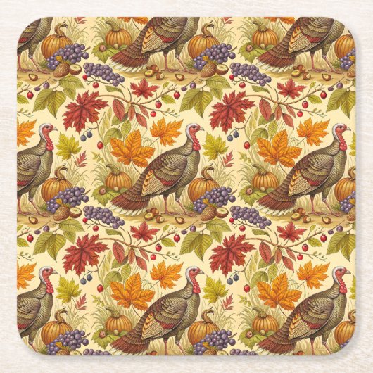 Thanksgiving Abundance スクエアペーパーコースター (正面)