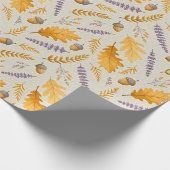 Thanksgiving Acorn and Lavender Fall Gift Wrap ラッピングペーパー (角)