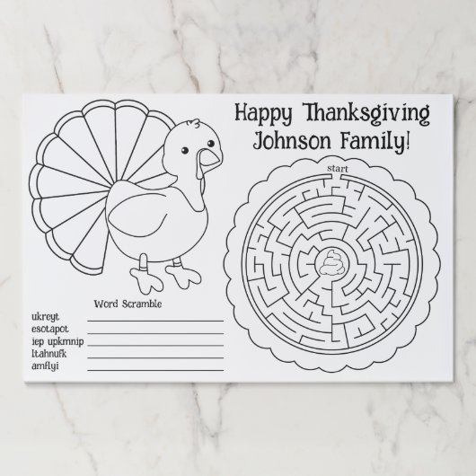 Thanksgiving Activity Placemat ペーパーパッド (正面)