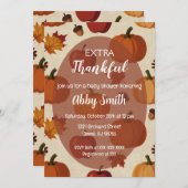 Thanksgiving Apples & Pumpkins Fall Baby Shower 招待状 (正面/裏面)