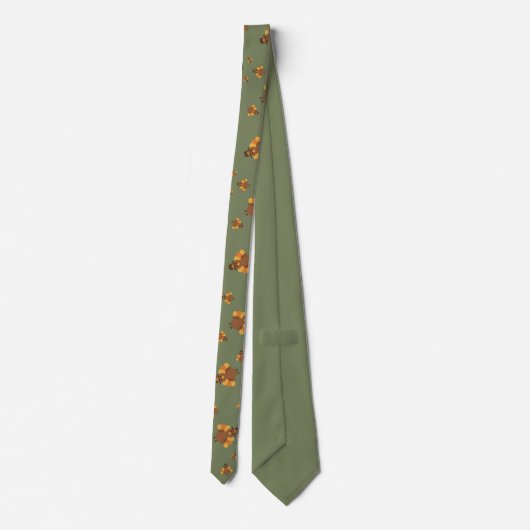Thanksgiving Autumn Green Turkey Neck Tie ネクタイ (裏面)