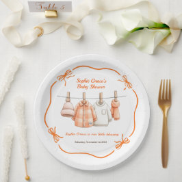 Thanksgiving Baby Shower Boy | Cozy Clothesline ペーパープレート