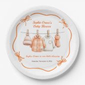 Thanksgiving Baby Shower Boy | Cozy Clothesline ペーパープレート (正面)