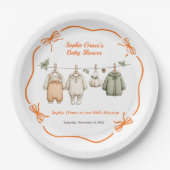 Thanksgiving Baby Shower Girl | Cozy Clothesline ペーパープレート (正面)