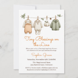 Thanksgiving Baby Shower Girl | Cozy Clothesline 招待状