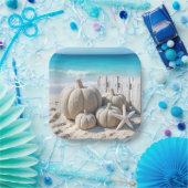 Thanksgiving Beach Sand Pumpkins and Starfish ペーパープレート (パーティー)