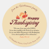 Thanksgiving Bible Verse | Custom Name & Address  ラウンドシール (正面)