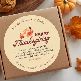 Thanksgiving Bible Verse | Custom Name & Address  ラウンドシール