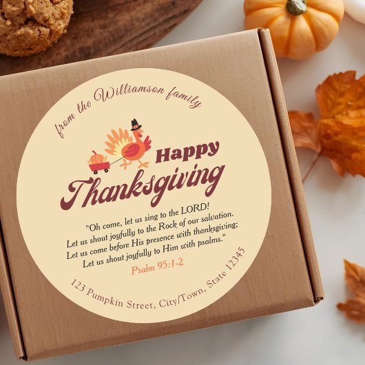 Thanksgiving Bible Verse | Custom Name & Address  ラウンドシール