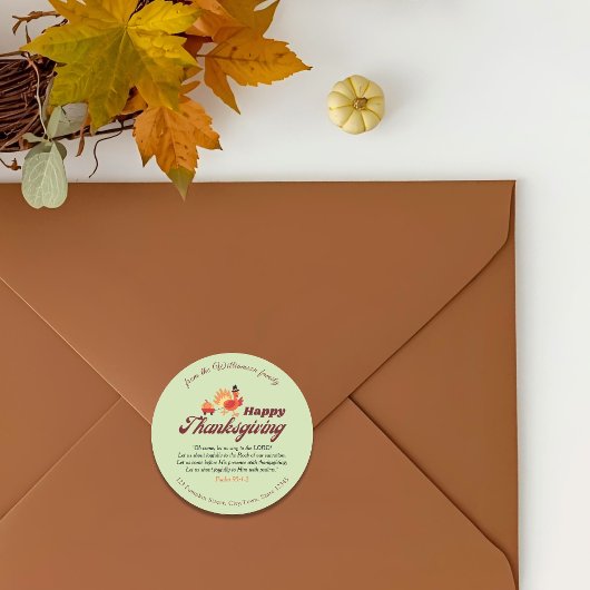Thanksgiving Bible Verse | Name & Address Envelope ラウンドシール