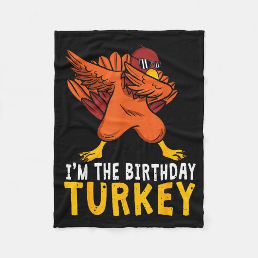 Thanksgiving Birthday Funny Bday Born On Thanksgiv フリースブランケット (正面)