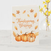 Thanksgiving Blessings カード – ほっこり秋の水彩 (黄色い花)