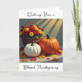 Thanksgiving Blessings | Autumn Leaves and Mums カード (正面)