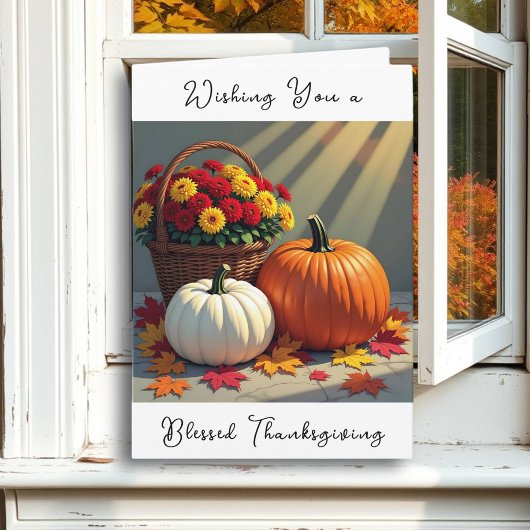 Thanksgiving Blessings | Autumn Leaves and Mums カード
