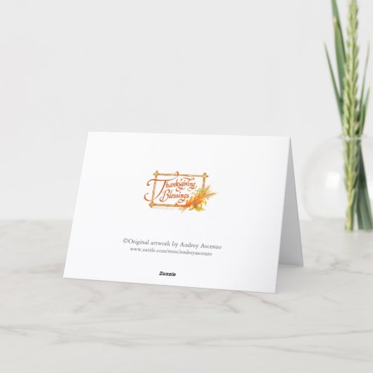 Thanksgiving Blessings Blank Folded Greeting Card カード (裏面)
