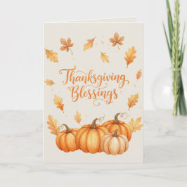 Thanksgiving Blessings Card – Cozy Autumn Watercol カード