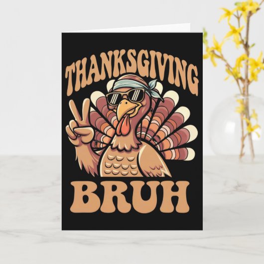 Thanksgiving Bruh Funny Turkey Fall Boys  カード (黄色い花)