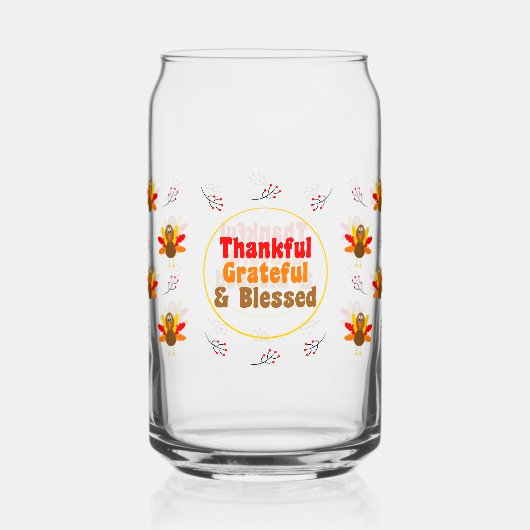 Thanksgiving Can Glass Thanksgiving Home Decor ガラス缶 (正面)
