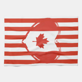 Thanksgiving Canada – Red heart and stripes キッチンタオル
