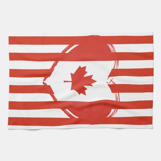 Thanksgiving Canada – Red heart and stripes  キッチンタオル (横)