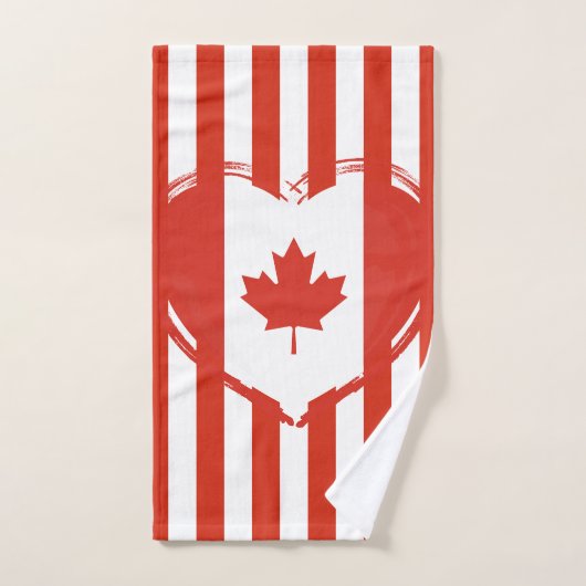 Thanksgiving Canada – Red heart and stripes  ハンドタオル (ハンドタオル)