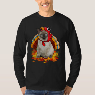 Thanksgiving Cat Costume Turkey Fall Leaves Cat Ow Tシャツ