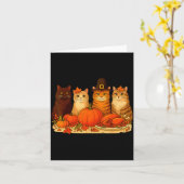 Thanksgiving Cats Dinner Pumpkin Autumn Men Women カード (黄色い花)