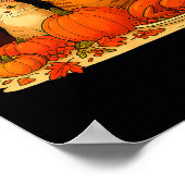 Thanksgiving Cats Dinner Pumpkin Autumn Men Women  ポスター (角)