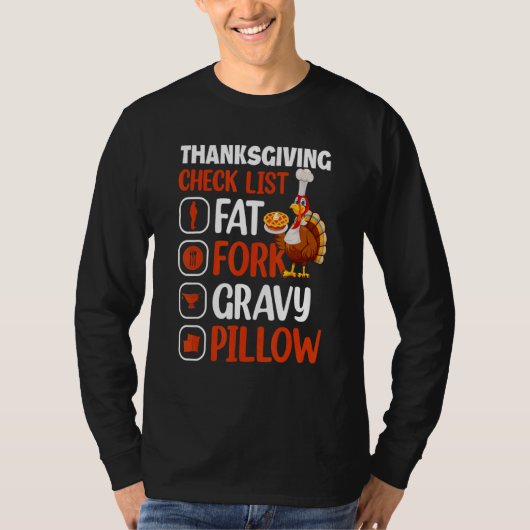 Thanksgiving Check List Fat Fork Gravy Pillow   Th Tシャツ (正面)