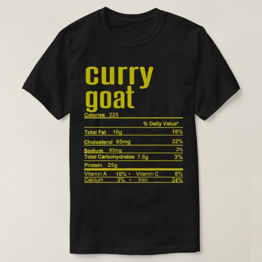 Thanksgiving Christmas Curry Goat Nutrition Fact Tシャツ (デザイン正面)