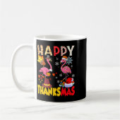 Thanksgiving Christmas Flamingo Happy Thanksmas Xm コーヒーマグカップ (左)