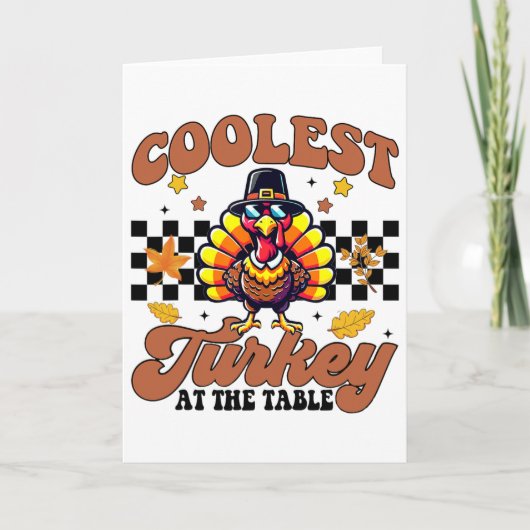 Thanksgiving Coolest Turkey At The Table Dinner Gi カード (正面)